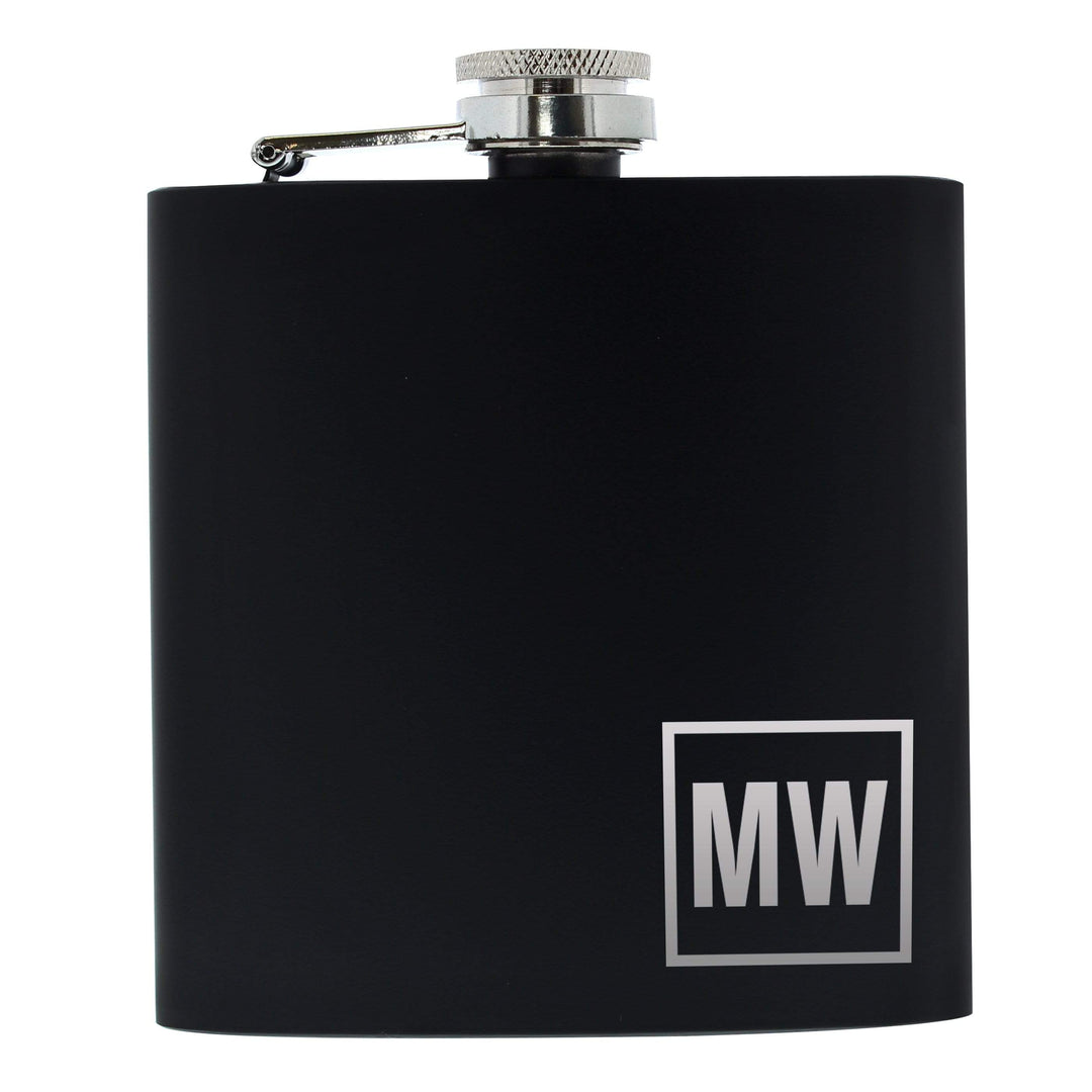 Personalised Memento Glasses &amp; Barware Personalised Initials Black Hip Flask