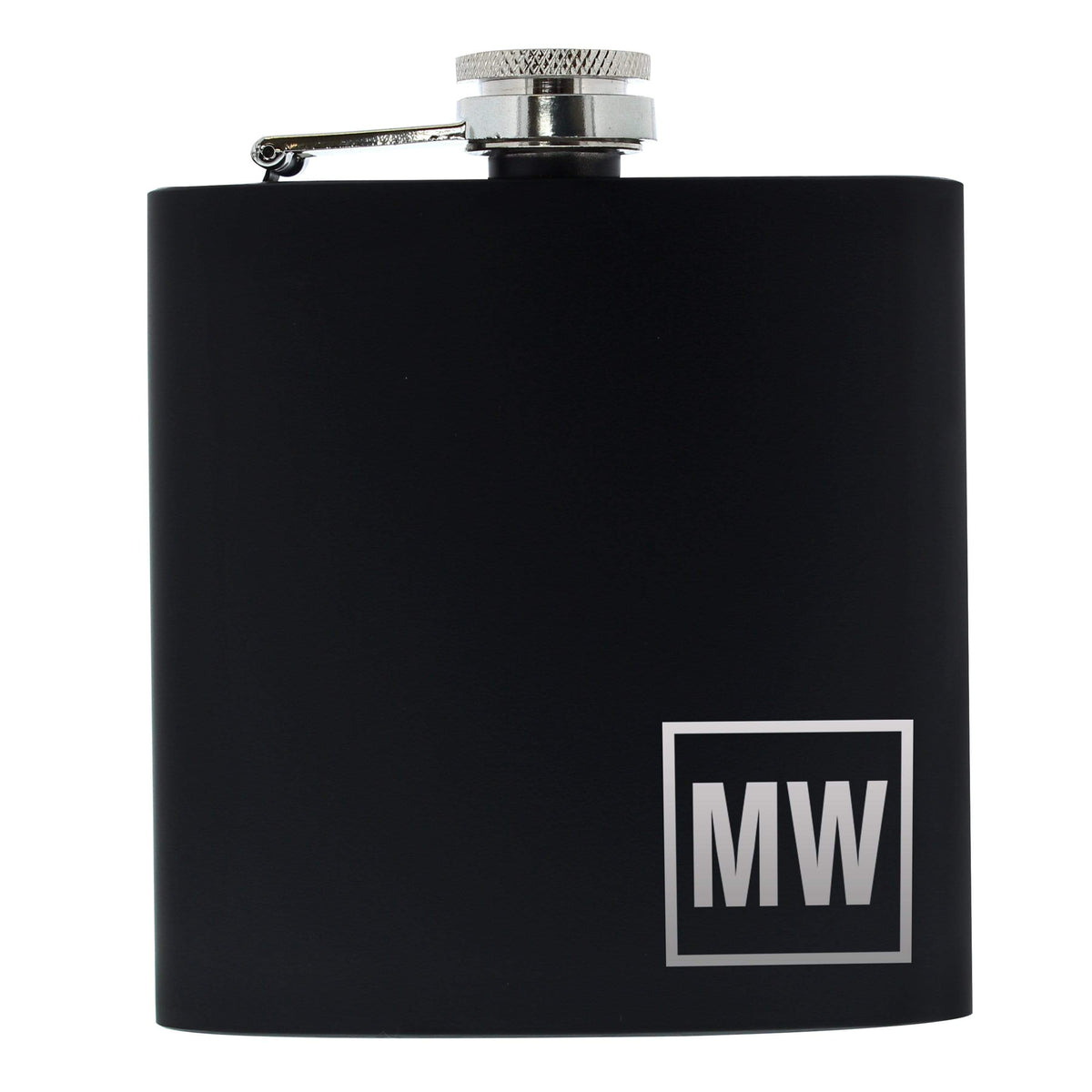 Personalised Memento Glasses & Barware Personalised Initials Black Hip Flask
