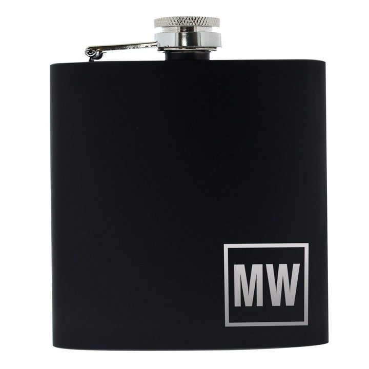Personalised Memento Glasses &amp; Barware Personalised Initials Black Hip Flask