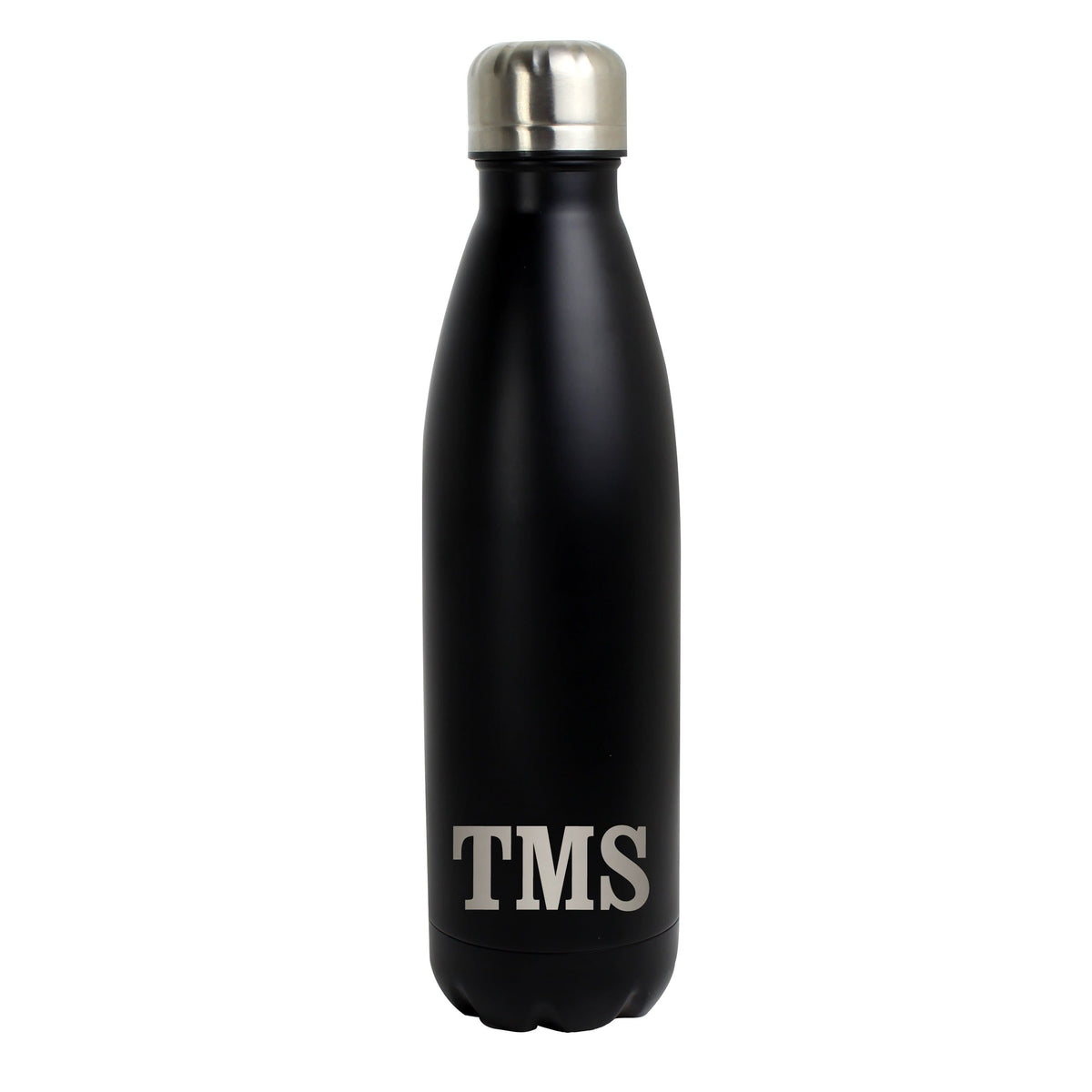 Personalised Memento Food & Drink Personalised Initials Black Metal Insulated Drinks Bottle