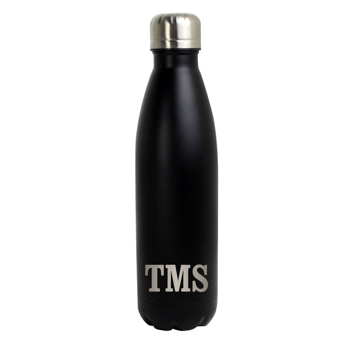 Personalised Memento Food &amp; Drink Personalised Initials Black Metal Insulated Drinks Bottle