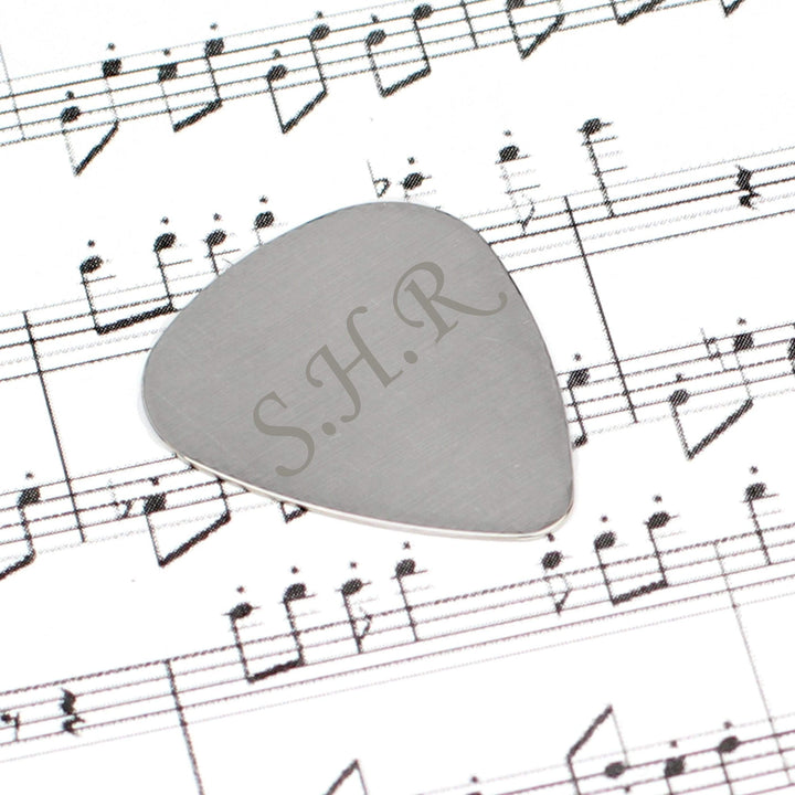 Personalised Memento Keepsakes Personalised Initials Silver Plectrum