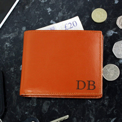Personalised Memento Leather Personalised Initials Tan Leather Wallet