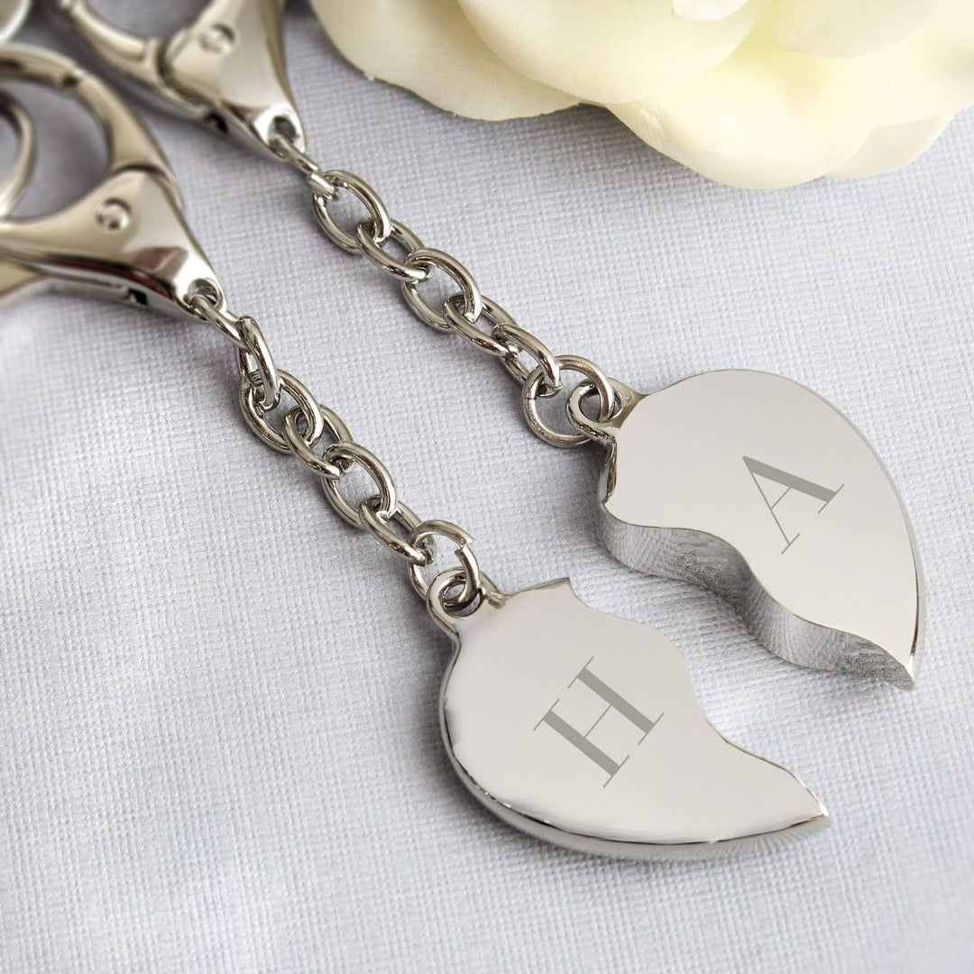 Personalised Memento Keepsakes Personalised Initials Two Hearts Keyring