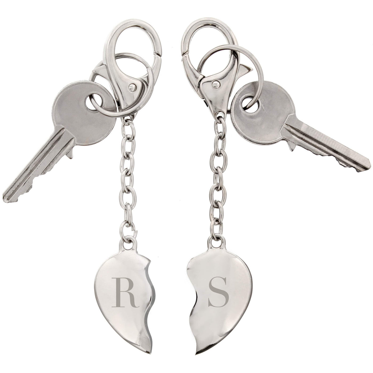 Personalised Memento Keepsakes Personalised Initials Two Hearts Keyring
