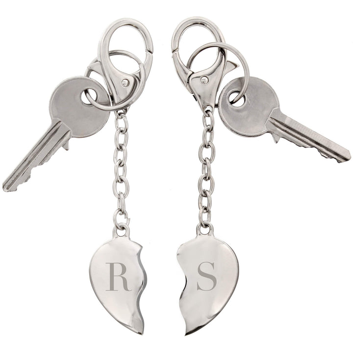 Personalised Memento Keepsakes Personalised Initials Two Hearts Keyring