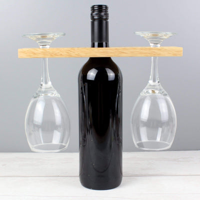 Personalised Memento Wooden Personalised 'Initials' Wine Glass & Bottle Butler