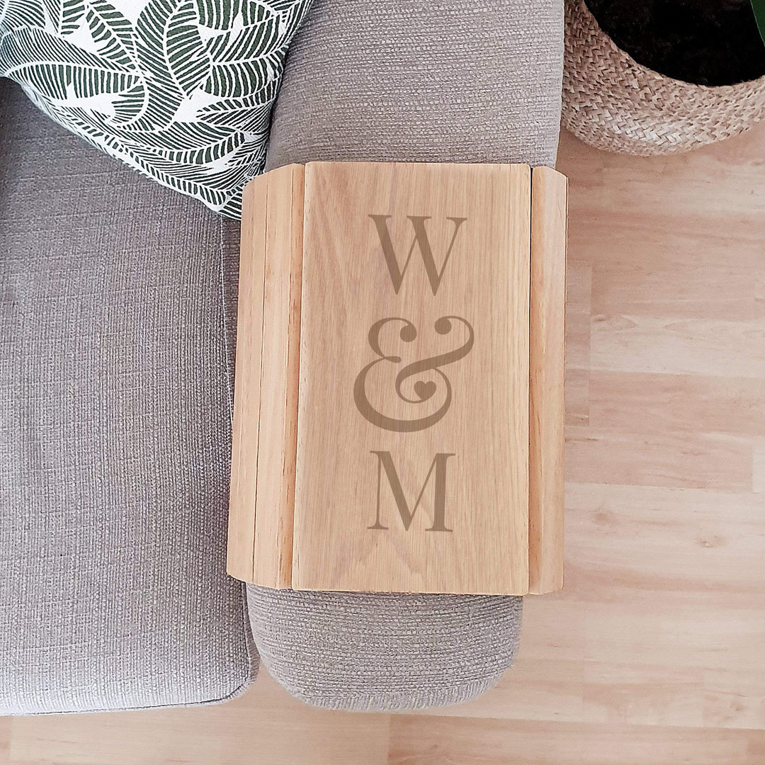 Personalised Memento Wooden Personalised Initials Wooden Sofa Tray