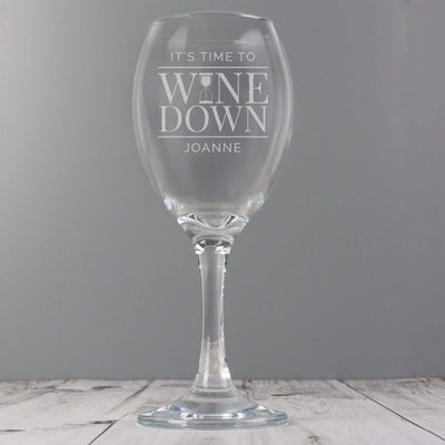 Personalised Memento Glasses & Barware Personalised 'It's Time to Wine Down' Wine Glass