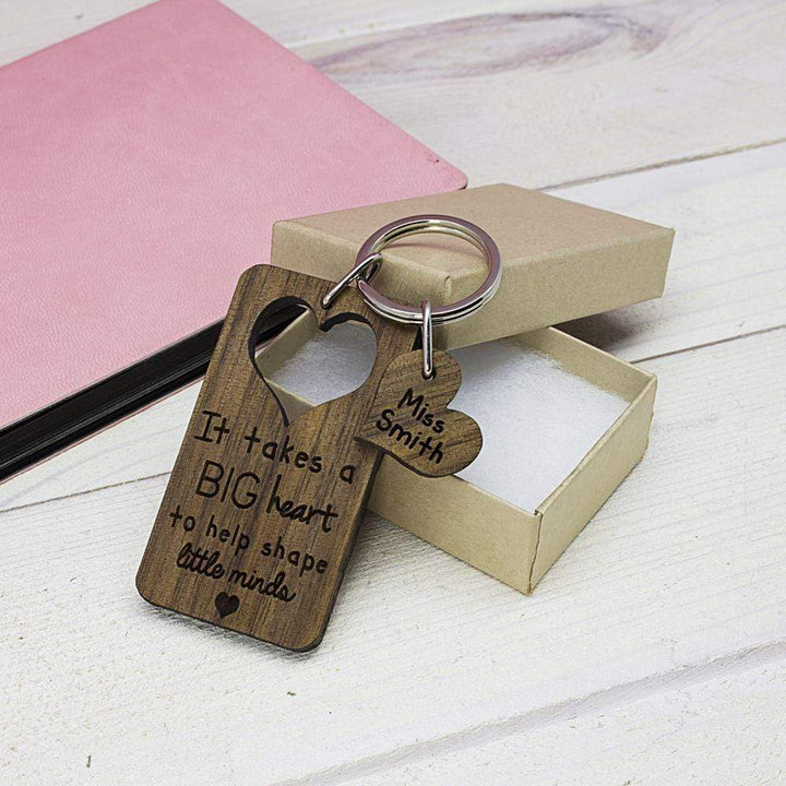 Treat Personalised It Takes A Big Heart Teacher Keyring