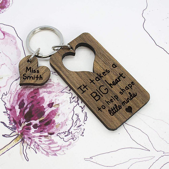 Treat Personalised It Takes A Big Heart Teacher Keyring