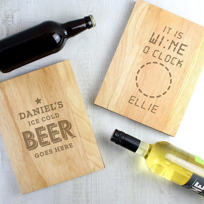 Personalised Memento Personalised Its Wine O'Clock Wooden Sofa Tray