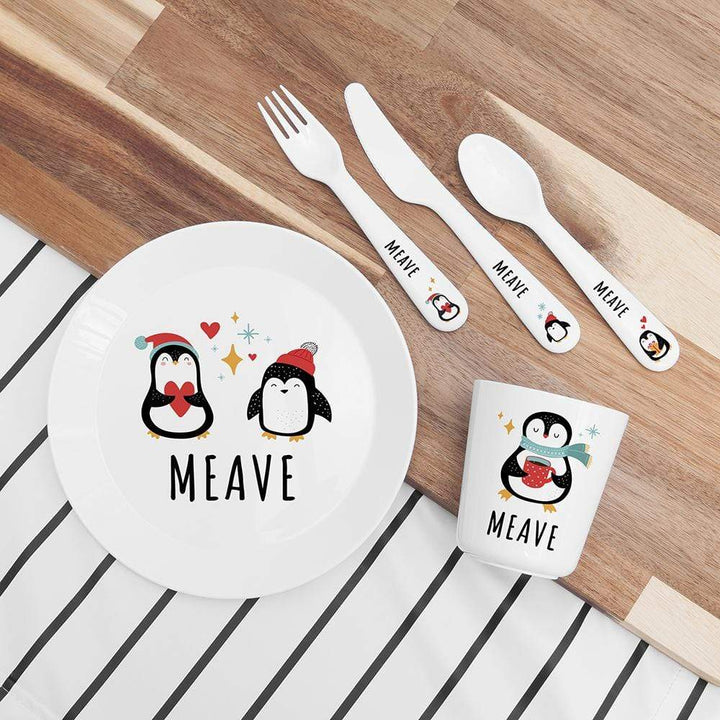 Treat Personalised Kids Winter Penguin Plastic Dining Set