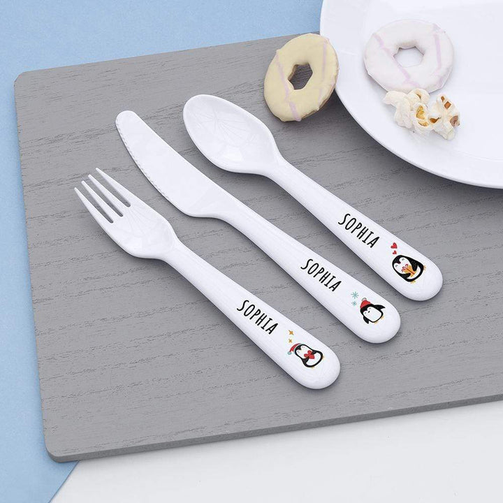Treat Personalised Kids Winter Penguin Plastic Dining Set
