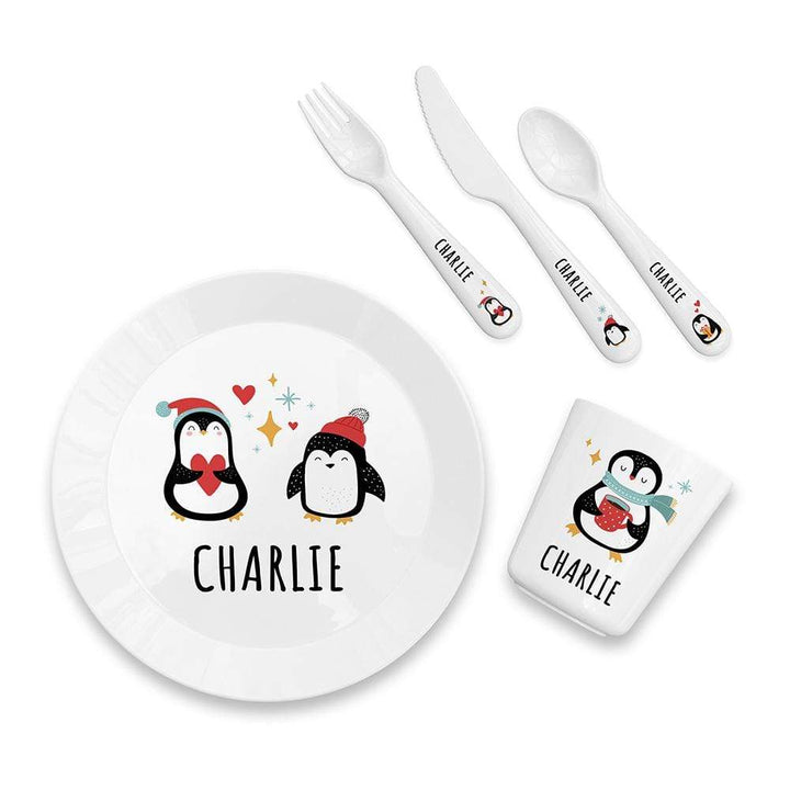Treat Personalised Kids Winter Penguin Plastic Dining Set