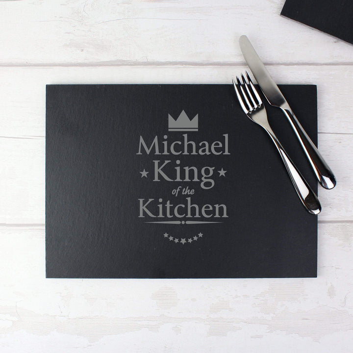 Personalised Memento Kitchen, Baking &amp; Dining Gifts Personalised King of the Kitchen Slate Placemat