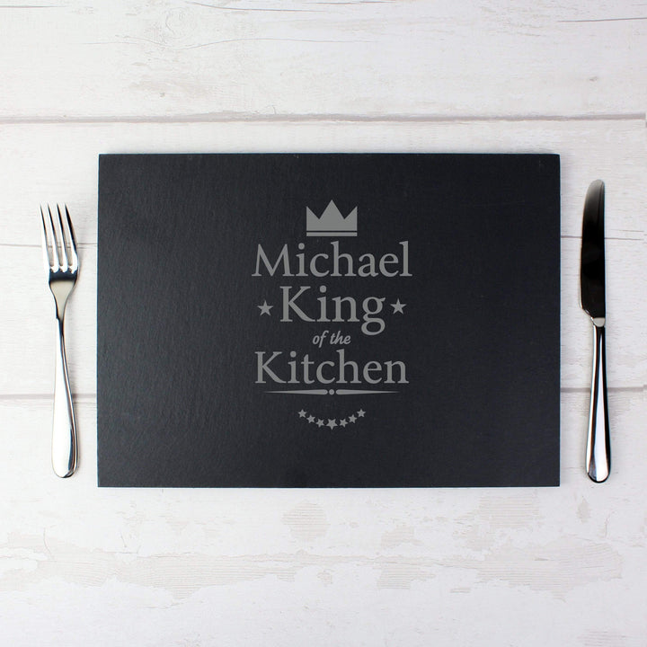 Personalised Memento Kitchen, Baking &amp; Dining Gifts Personalised King of the Kitchen Slate Placemat