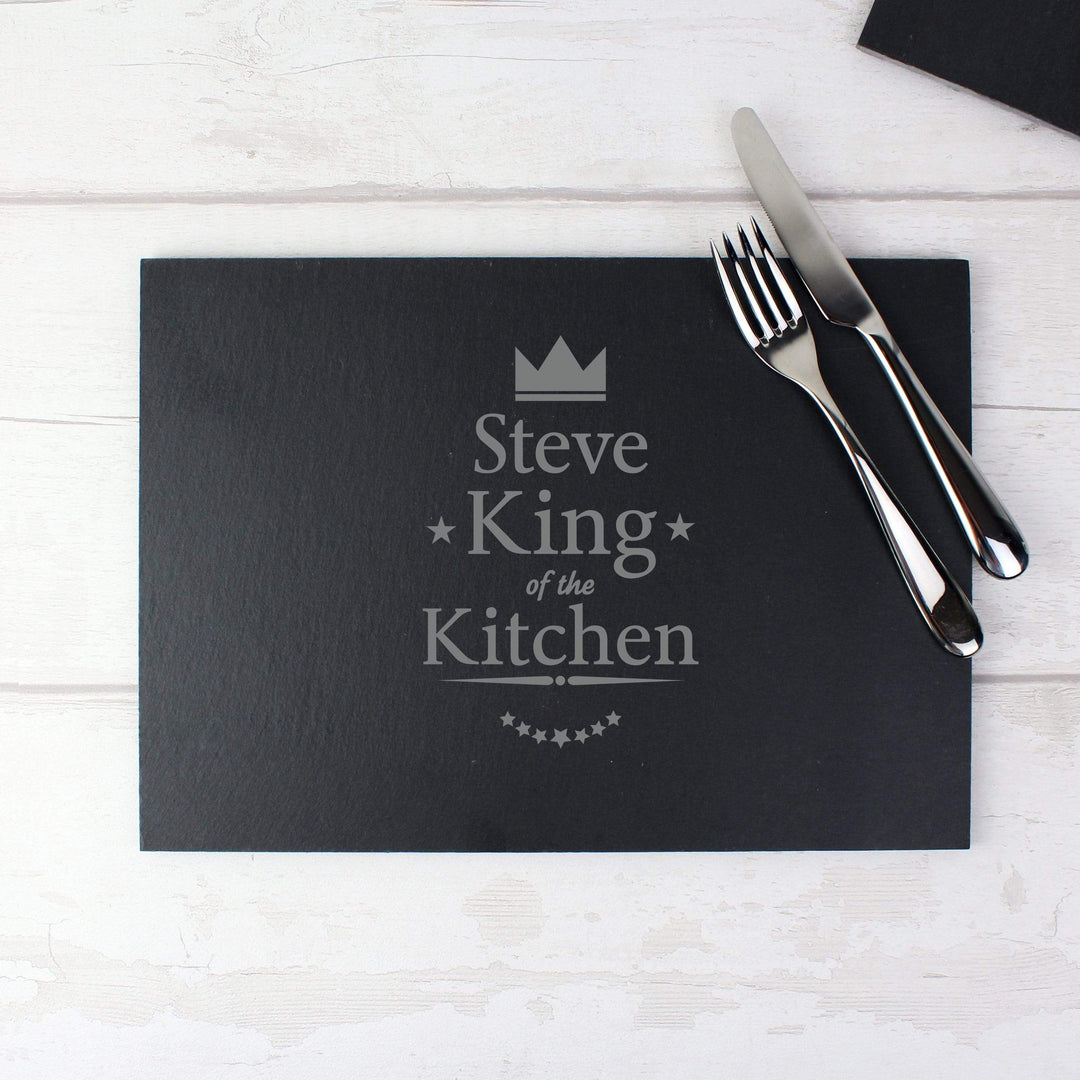 Personalised Memento Kitchen, Baking &amp; Dining Gifts Personalised King of the Kitchen Slate Placemat