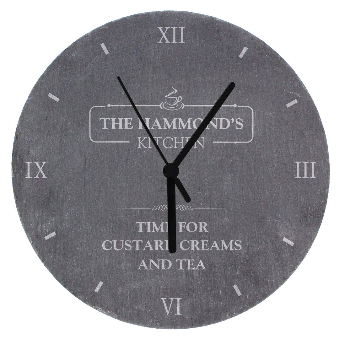 Personalised Memento Slate Personalised Kitchen Slate Clock