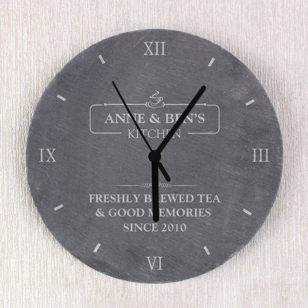 Personalised Memento Slate Personalised Kitchen Slate Clock