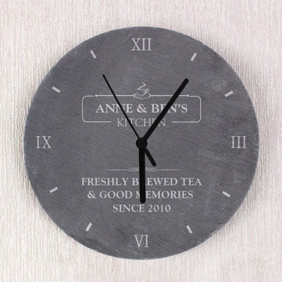 Personalised Memento Slate Personalised Kitchen Slate Clock