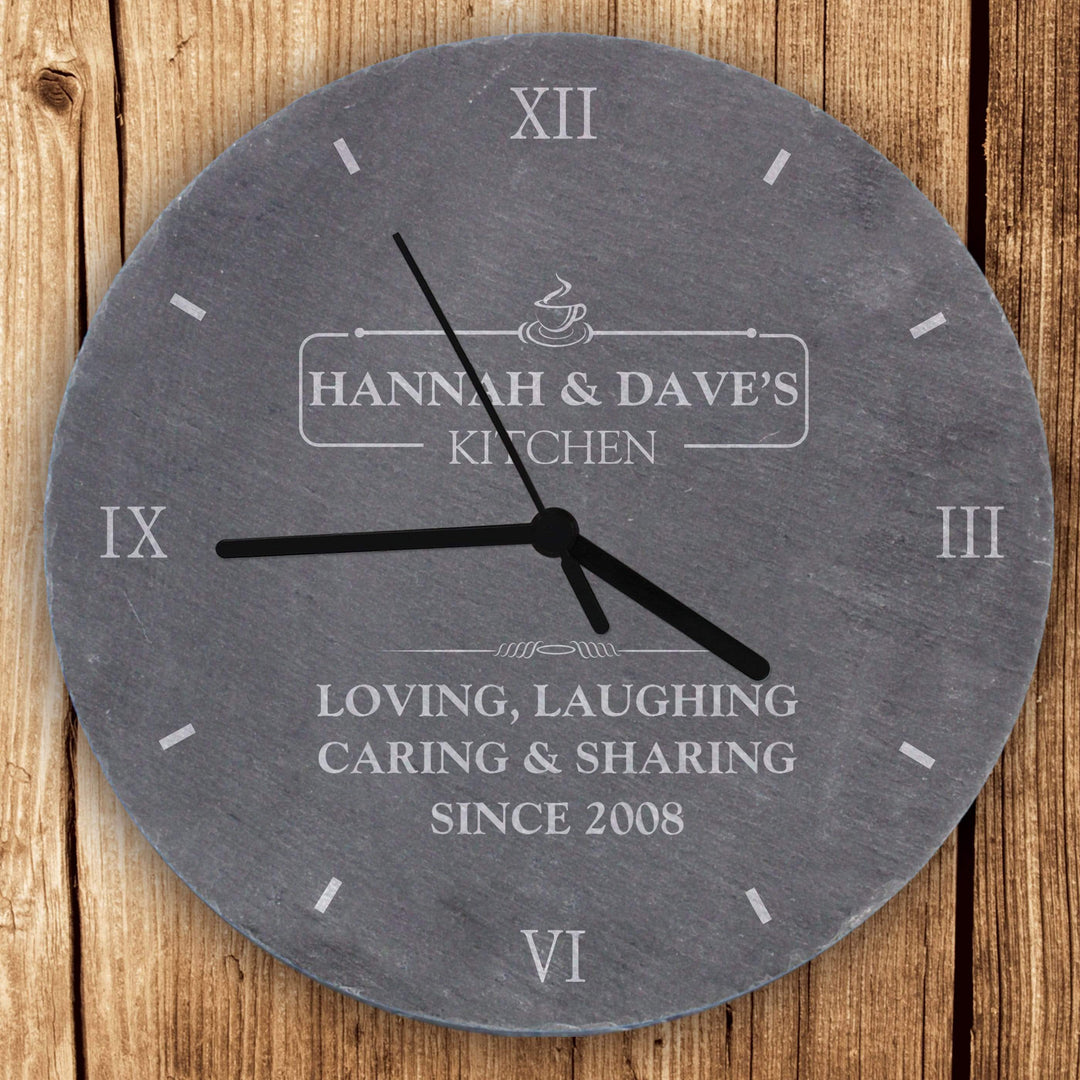 Personalised Memento Slate Personalised Kitchen Slate Clock