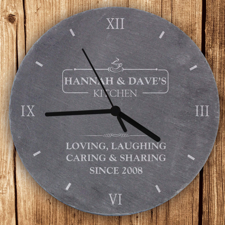 Personalised Memento Slate Personalised Kitchen Slate Clock