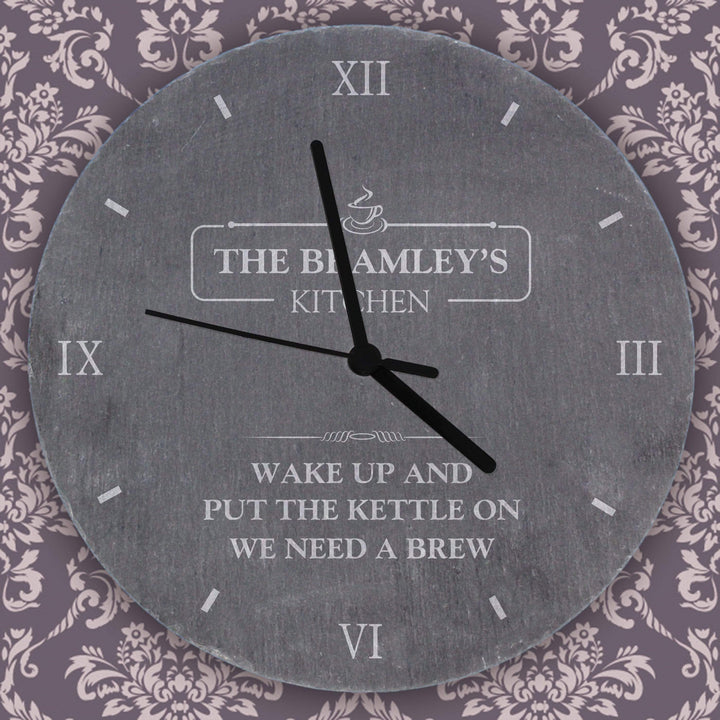 Personalised Memento Slate Personalised Kitchen Slate Clock