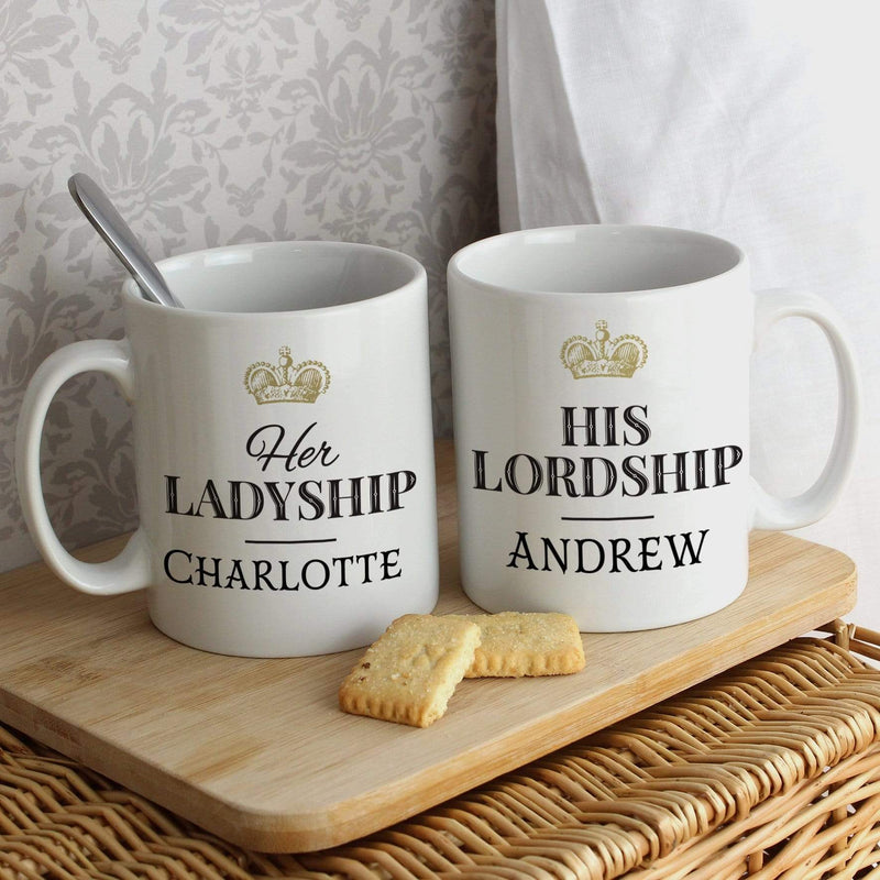 Personalised Memento Mugs Personalised Ladyship and Lordship Mug Set