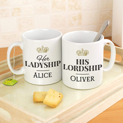 Personalised Memento Mugs Personalised Ladyship and Lordship Mug Set