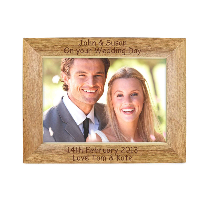 Personalised Memento Photo Frames, Albums and Guestbooks Personalised Landscape 7x5 Landscape Wooden Photo Frame