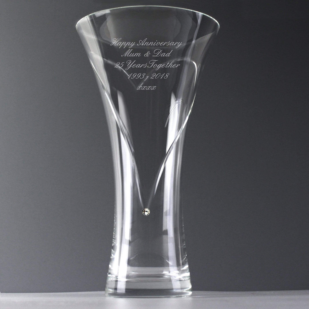 Personalised Memento Vases Personalised Large Hand Cut Diamante Heart Vase with Swarovski Elements