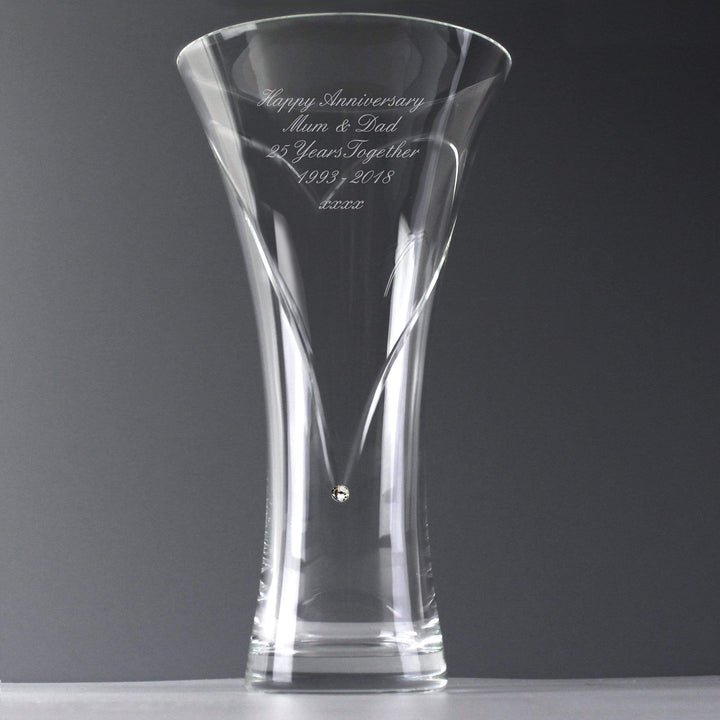 Personalised Memento Vases Personalised Large Hand Cut Diamante Heart Vase with Swarovski Elements