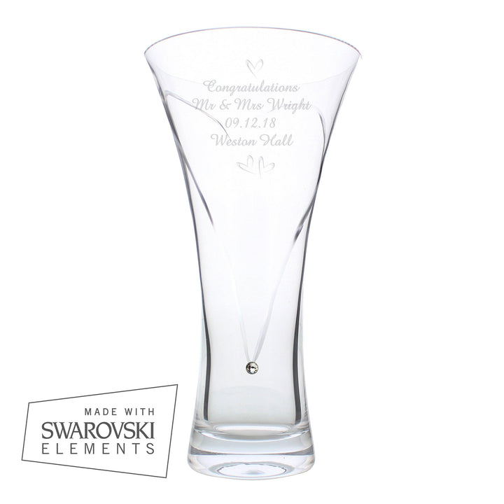 Personalised Memento Vases Personalised Large Hand Cut Little Hearts Diamante Vase with Swarovski Elements