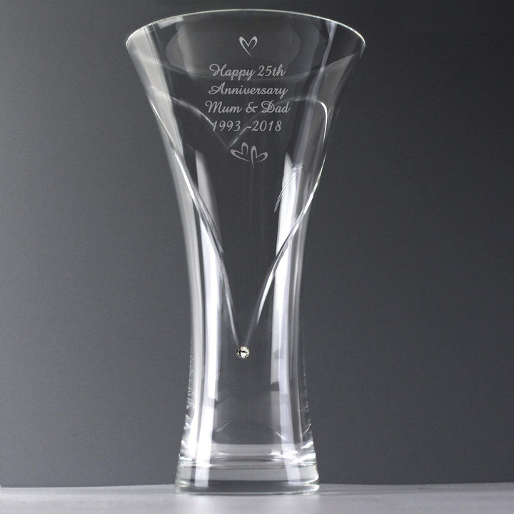 Personalised Memento Vases Personalised Large Hand Cut Little Hearts Diamante Vase with Swarovski Elements