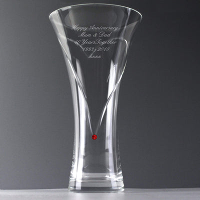 Personalised Memento Vases Personalised Large Hand Cut Ruby Diamante Heart Vase with Swarovski Elements