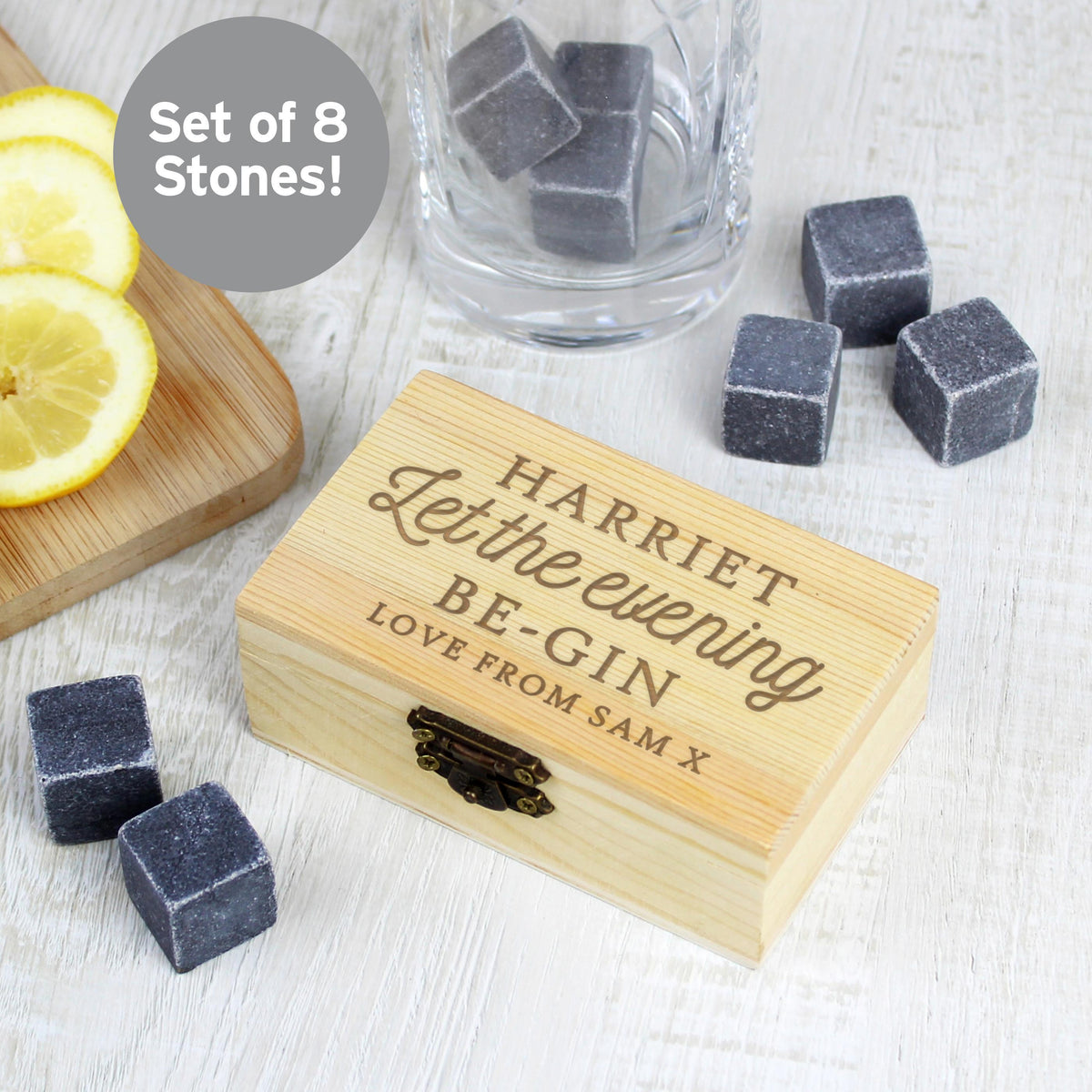 Personalised Memento Personalised Let The Evening Be-Gin Cooling Stones