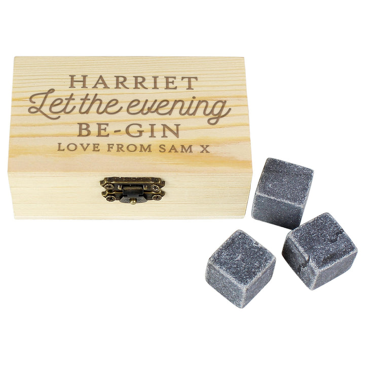 Personalised Memento Personalised Let The Evening Be-Gin Cooling Stones