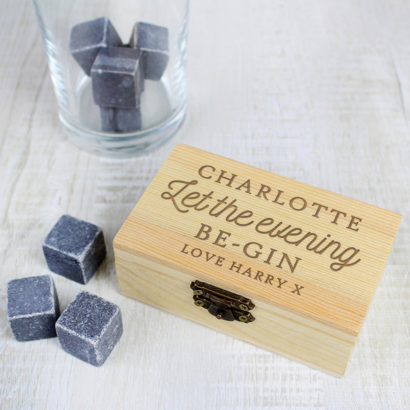 Personalised Memento Personalised Let The Evening Be-Gin Cooling Stones