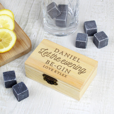 Personalised Memento Personalised Let The Evening Be-Gin Cooling Stones