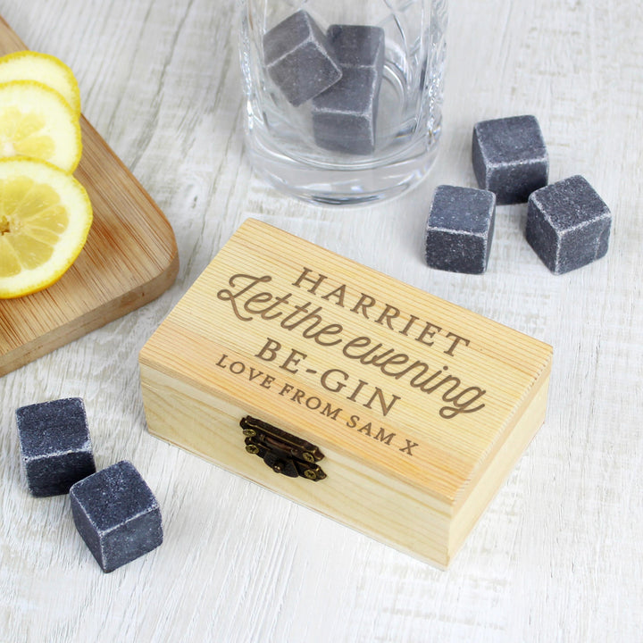 Personalised Memento Personalised Let The Evening Be-Gin Cooling Stones
