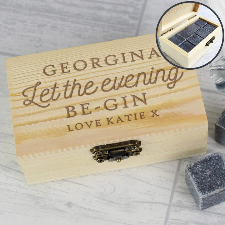 Personalised Memento Personalised Let The Evening Be-Gin Cooling Stones