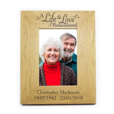 Personalised Memento Wooden Personalised Life & Love 4x6 Oak Finish Photo Frame