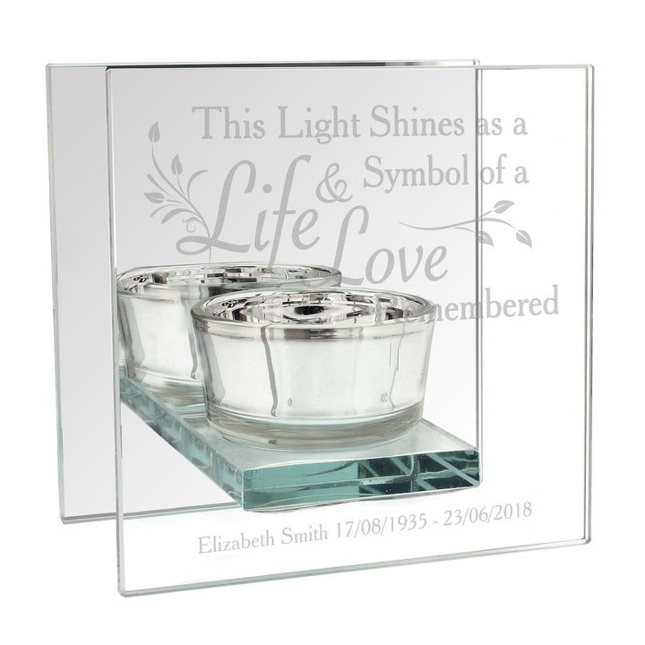 Personalised Memento Candles &amp; Reed Diffusers Personalised Life &amp; Love Mirrored Glass Tea Light Candle Holder