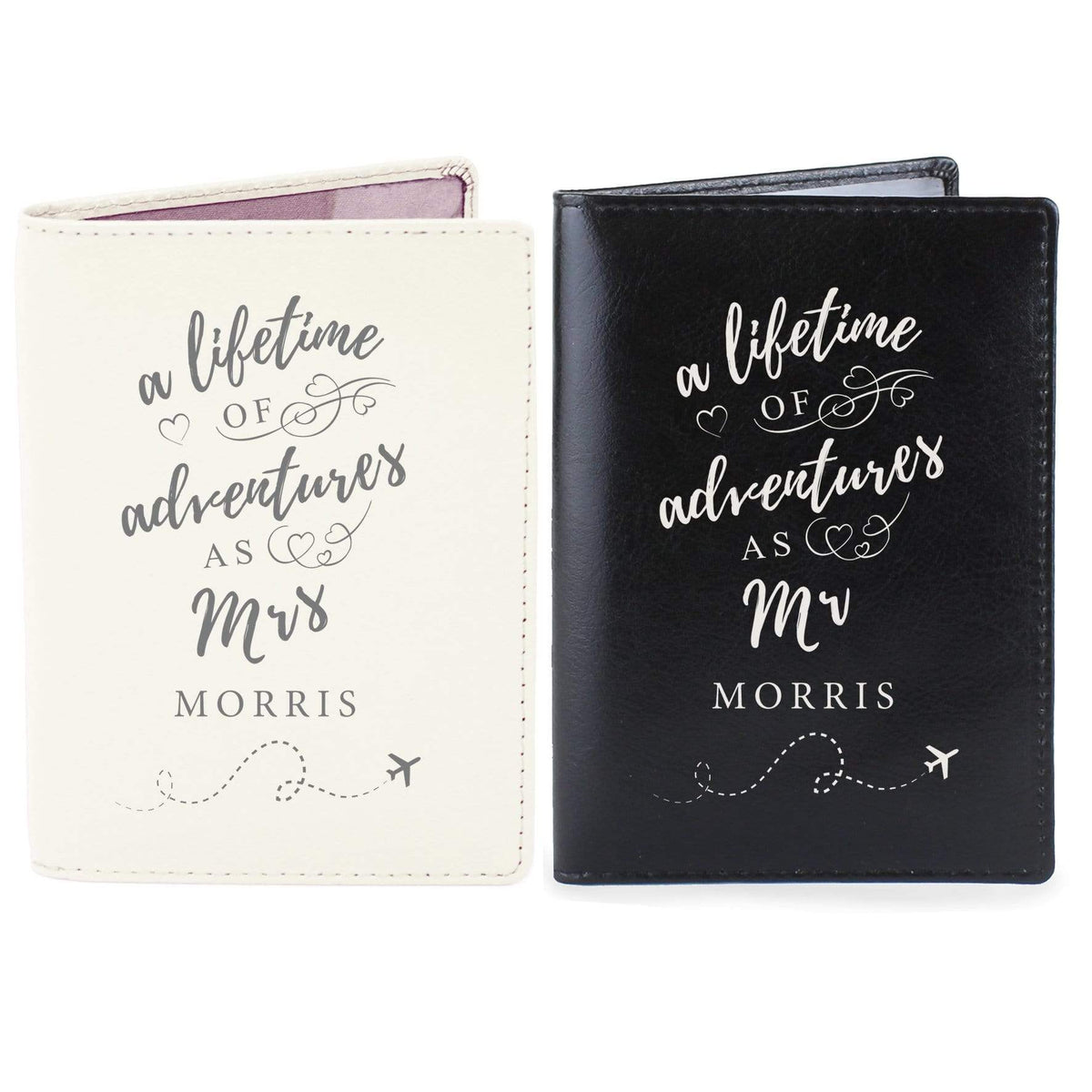 Personalised Memento Leather Personalised Lifetime of Adventures Couples Passports