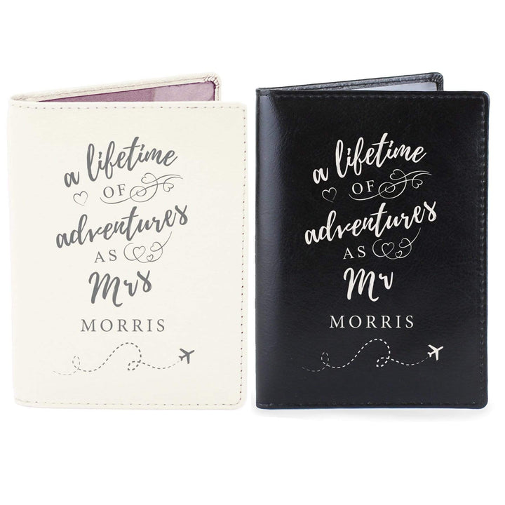 Personalised Memento Leather Personalised Lifetime of Adventures Couples Passports