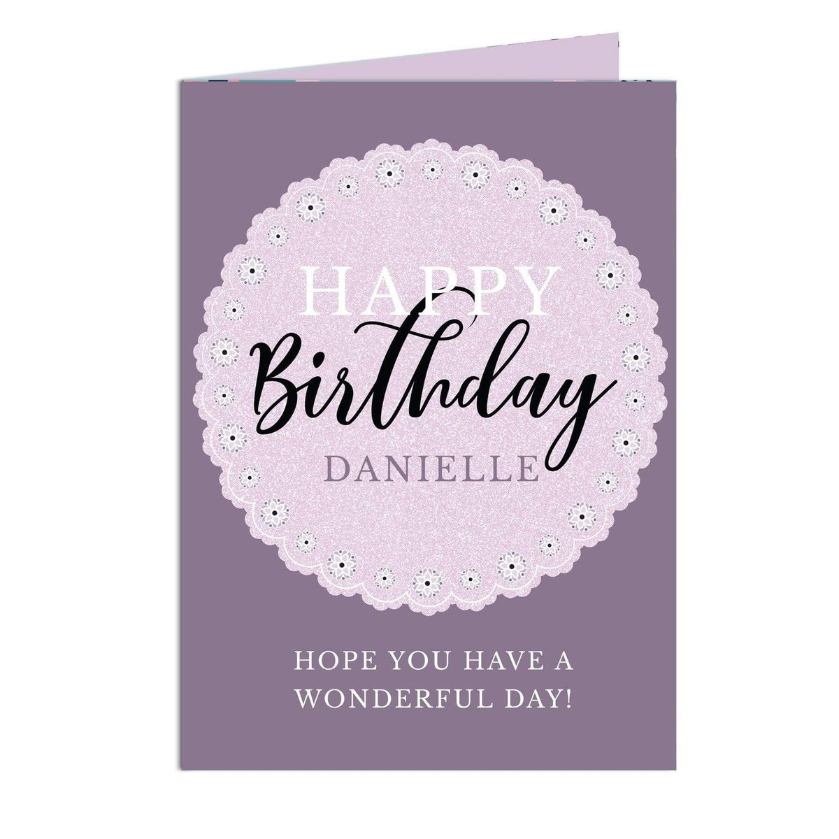 Personalised Memento Greetings Cards Personalised Lilac Lace Birthday Card