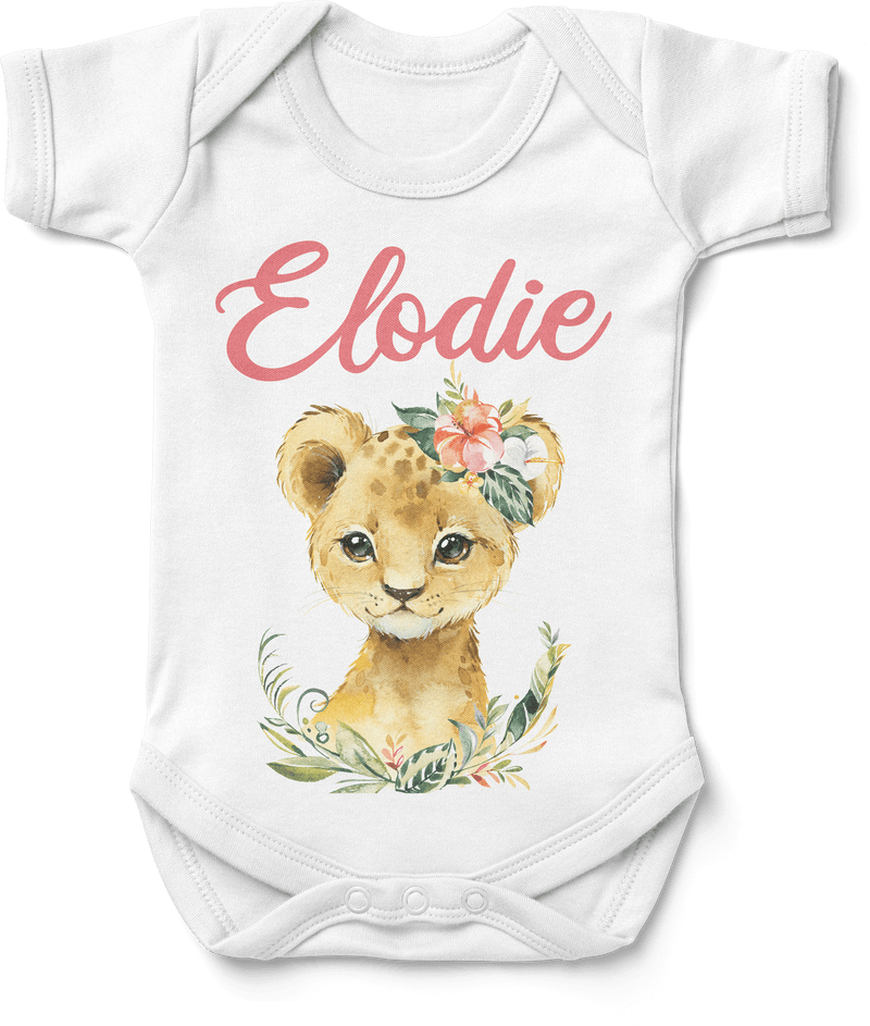 The Little Personal Shop Personalised Lion Cub Girl Babygrow/Onesie