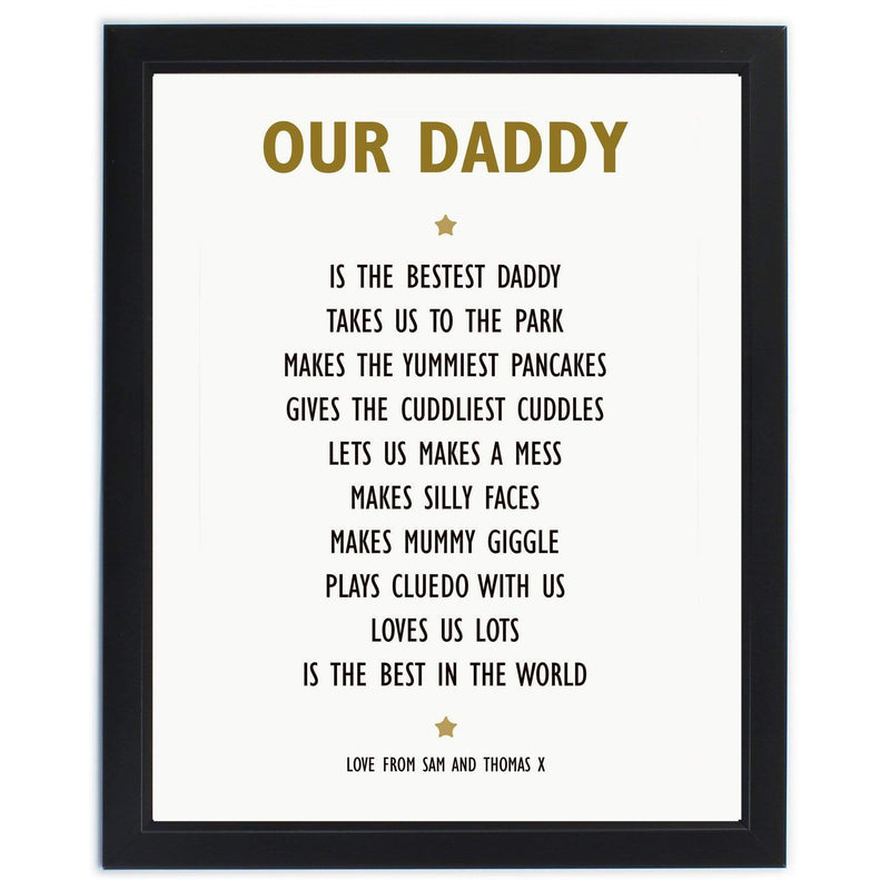 Personalised Memento Framed Prints & Canvases Personalised List of Love Black Framed Print