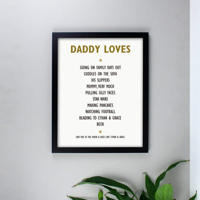 Personalised Memento Framed Prints & Canvases Personalised List of Love Black Framed Print
